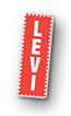 Little tag graphic resembling Levi brand mark - says, "Levi"